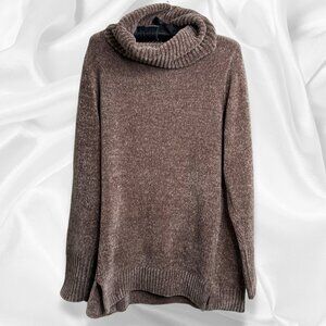 H by Halston Chenille Cowl Neck Sweater, Brown/Taupe, Super Soft – NWOT Size M